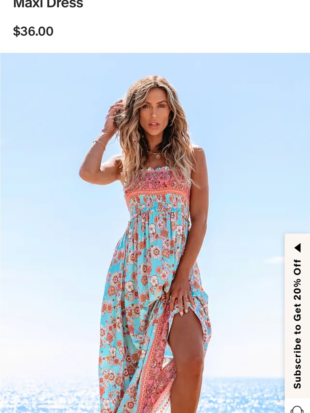 Cupshe Turquoise & Pink Floral Smocked Maxi Dress